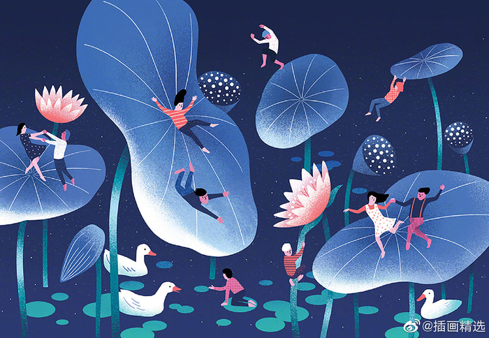 插画师Ahra Kwon的一组扁平风插画作品，画面肌理处理使得细节丰富|插画师_新浪新闻