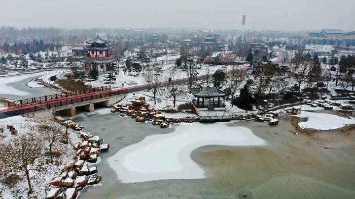 大雪過後邢臺園博園雪後初霽滿園銀裝素裹晶瑩剔透