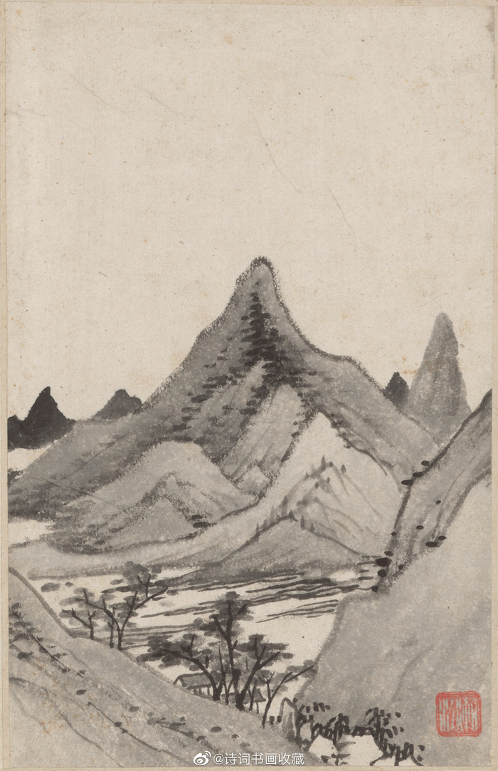 清·弘仁(渐江)《山水册》欣赏