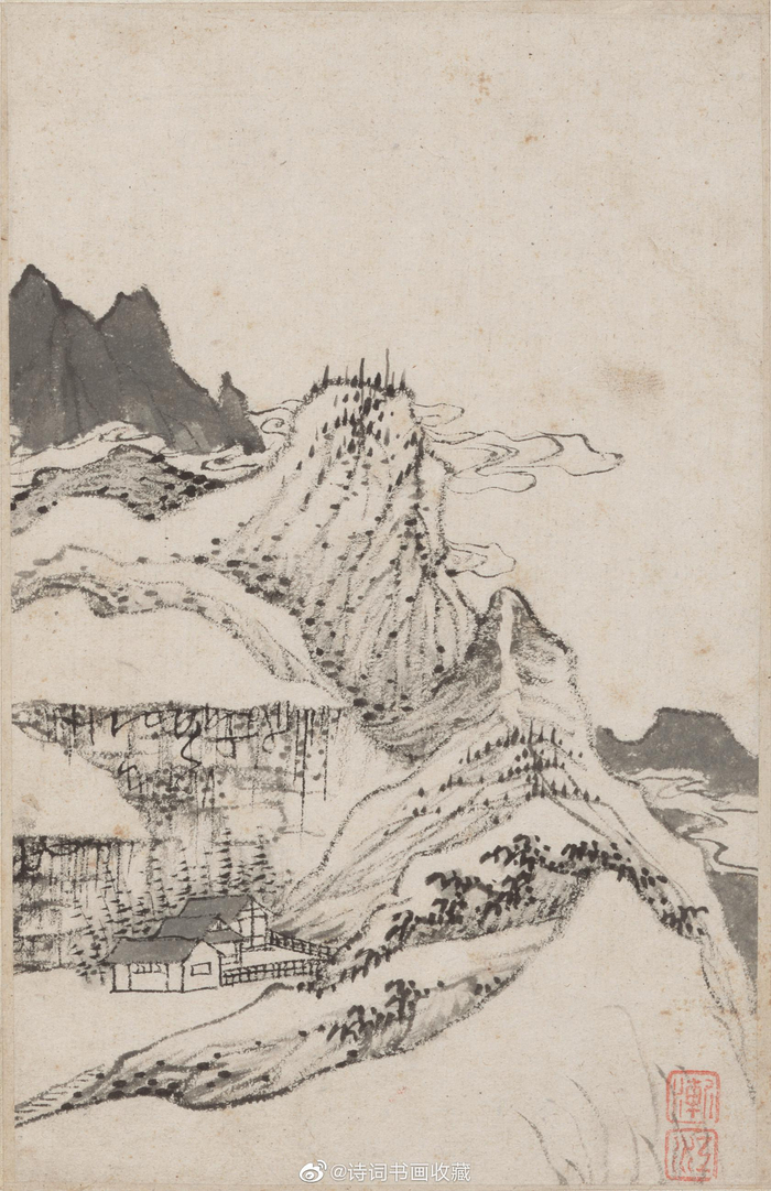 清·弘仁(渐江)《山水册》欣赏