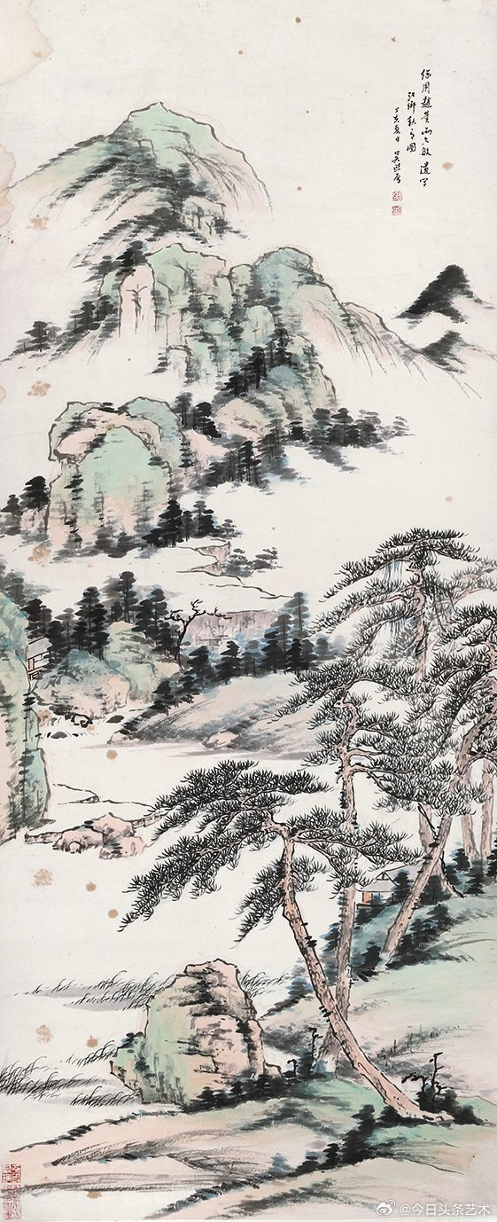 画家吴镜汀山水画