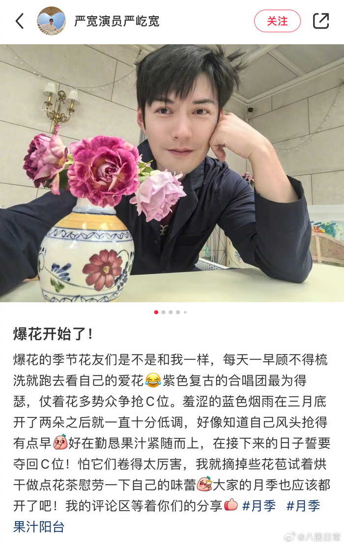 严屹宽真的很爱花