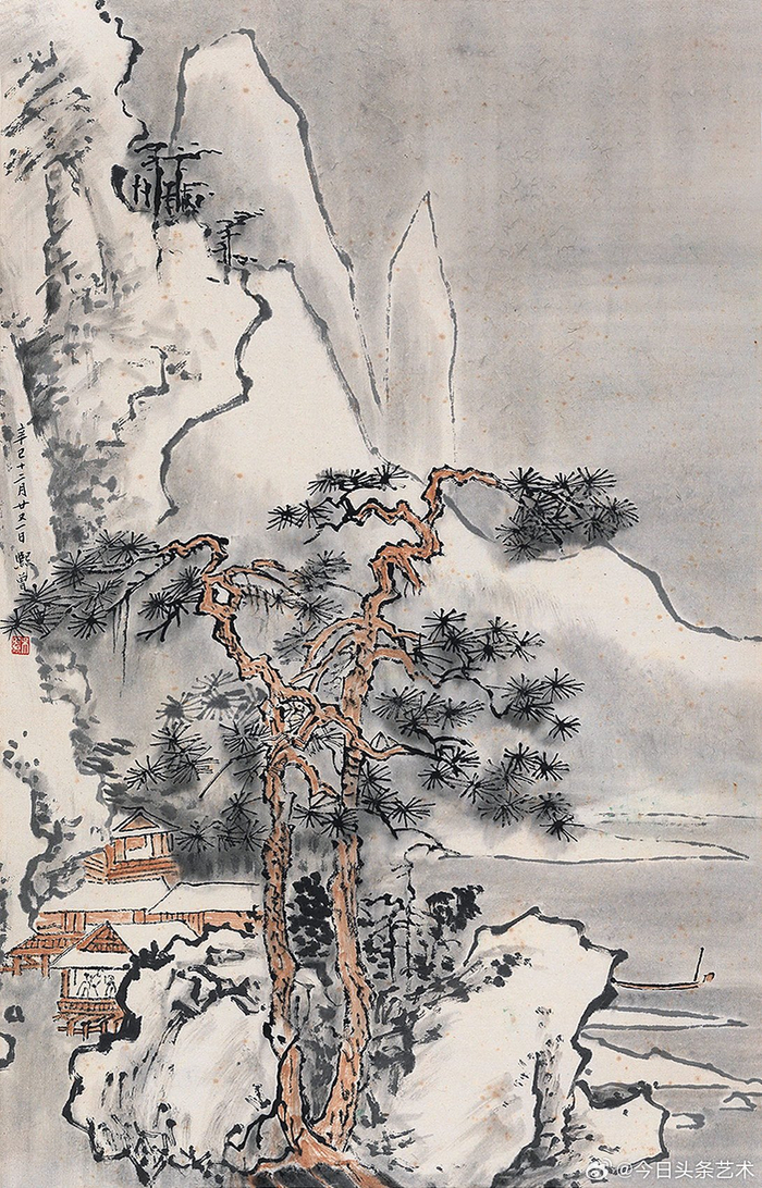 画家吴镜汀山水画