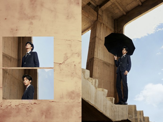 刘耀文晒了微博电影之夜造型,黑西装白衬衫撑伞造型,谁能不被耀文帅到