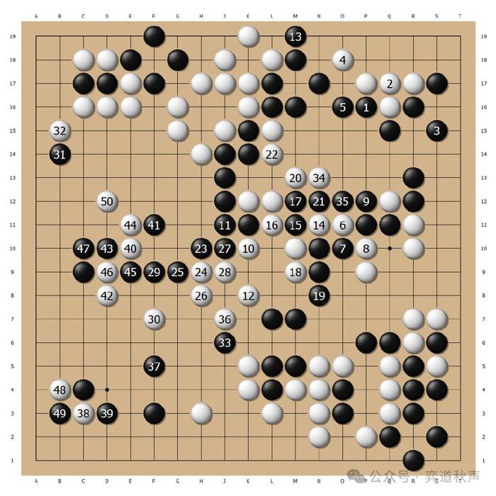 白38開始在黑棋大陣裡搞事,棋局還是很混沌不清.