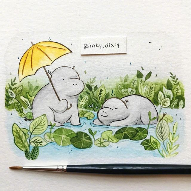 水彩动物插画设计,具有一种轻盈和透气的视觉效果! by:inky.diary