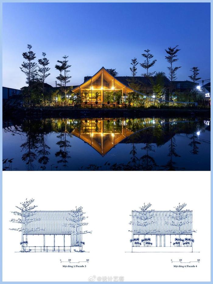 湖边的咖啡厅,静谧而优雅 by:nguyen khac phuoc architects