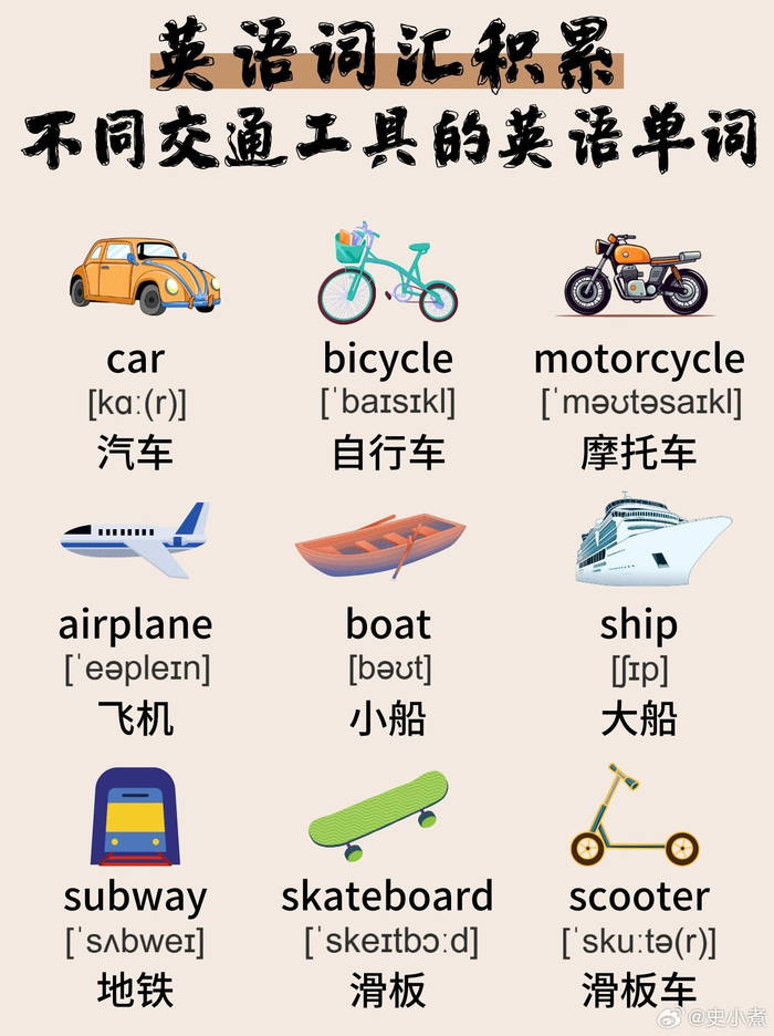 常见的交通工具,用英语怎么说 676767 .
