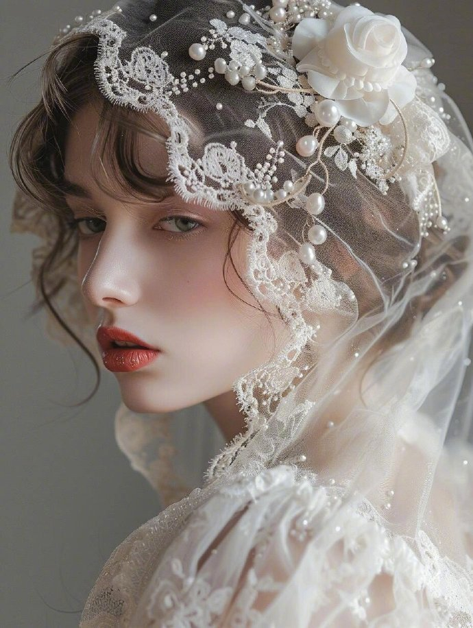 复古蕾丝网纱头饰像是从老电影里走出来的女主角优雅又神秘