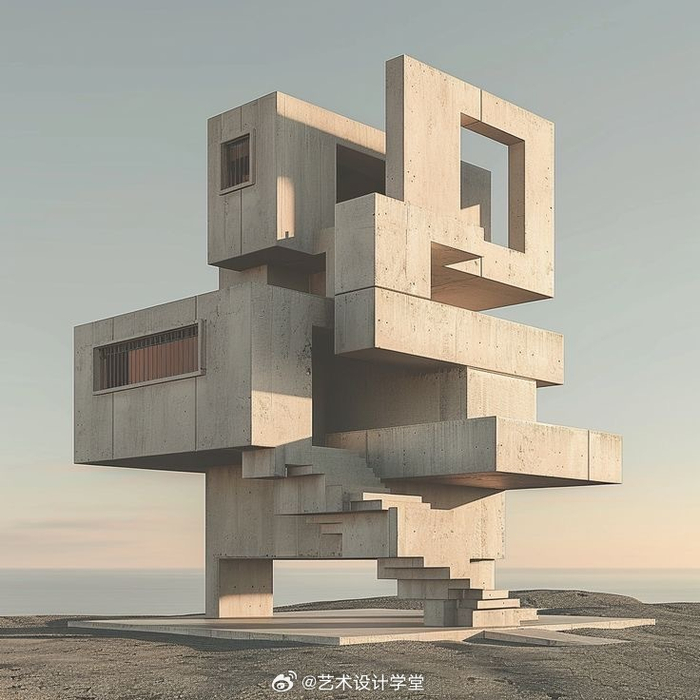 空间美学|灰色调几何形状建筑设计,每一个建筑都像是一件独立的艺术品