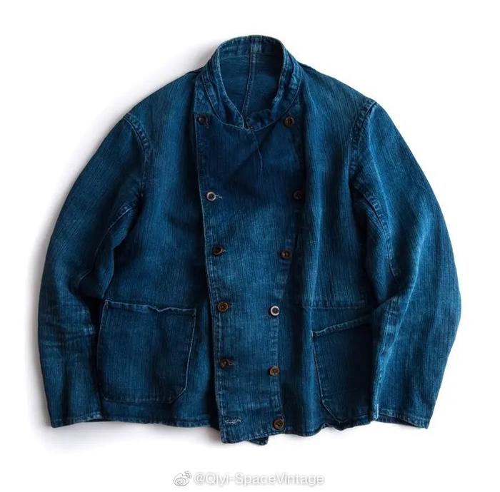 1920s French Army Indigo Linen Mechanic Jacket