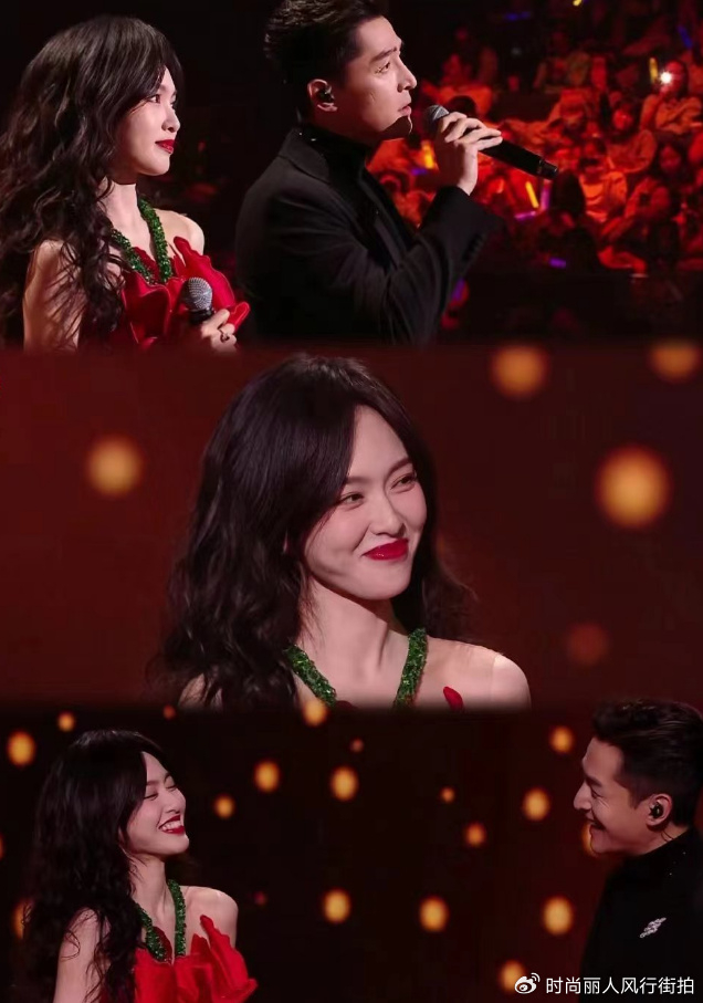穿中国红跟胡歌跨年合唱嫩得像少女,不怕罗晋吃醋|唐嫣|胡歌|中国红