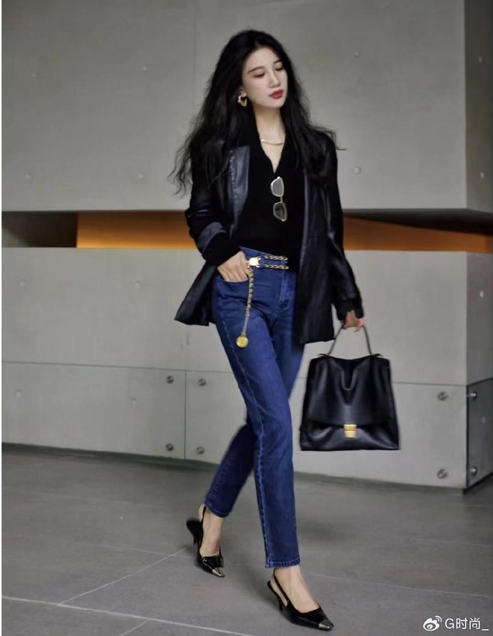 26套秋冬高级感皮衣搭配,时髦又好看|棕色|复古|牛仔裤_新浪新闻