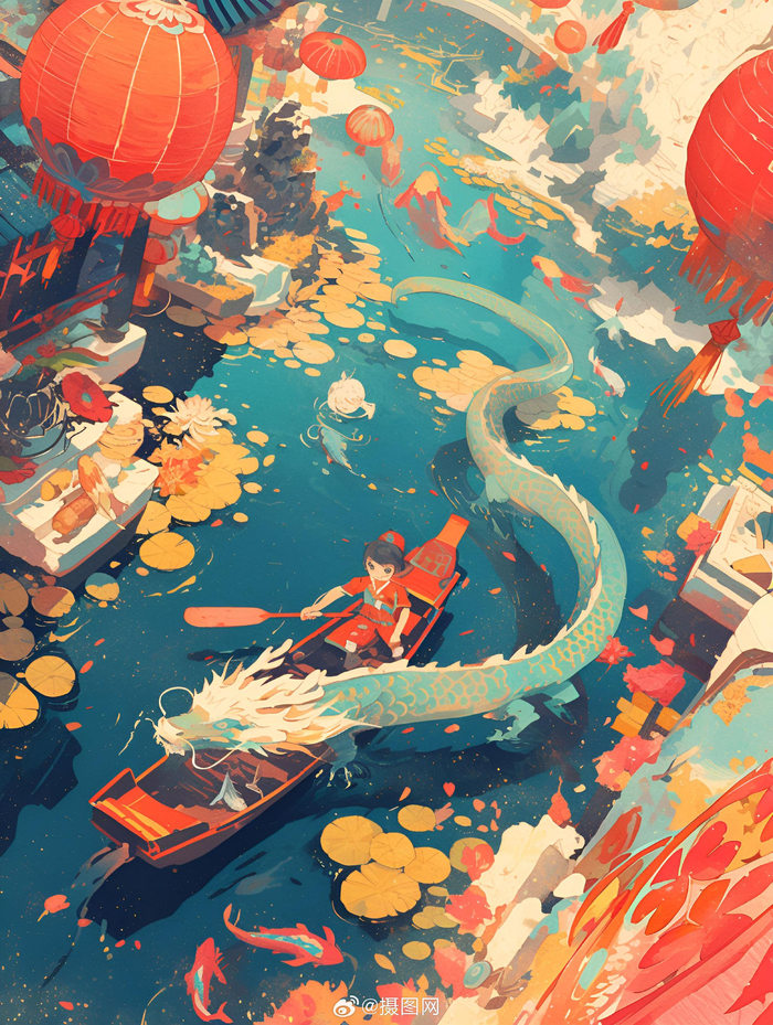 插画分享 | 端午节划龙舟的插图设计素材 马上就要到端午节了