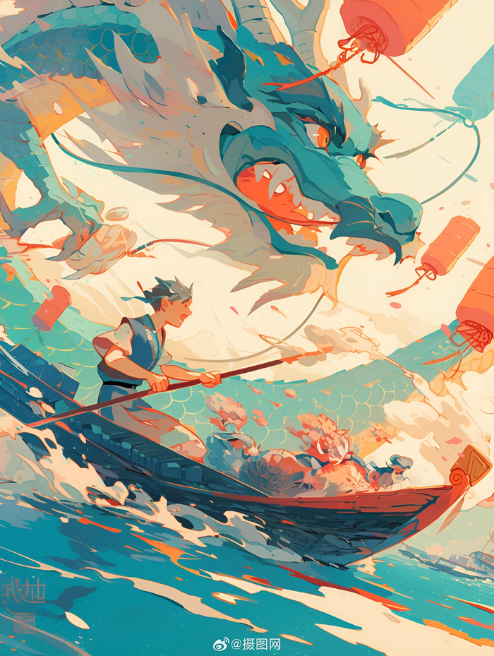 插画分享 | 端午节划龙舟的插图设计素材 马上就要到端午节了