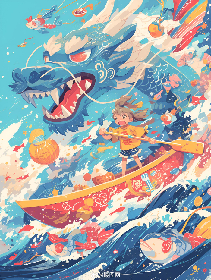 插画分享 | 端午节划龙舟的插图设计素材 马上就要到端午节了