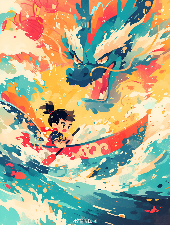 插画分享 | 端午节划龙舟的插图设计素材 马上就要到端午节了