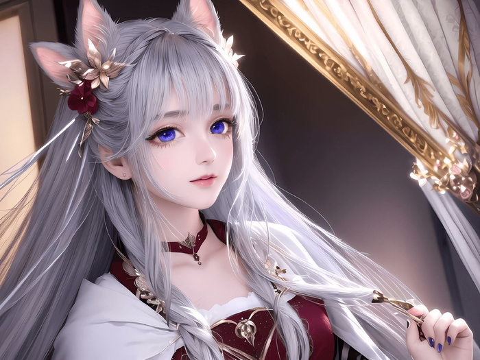 5d国风狐狸少女电脑ai绘画图集动漫卡通二次元手机高清壁纸cg|二次元