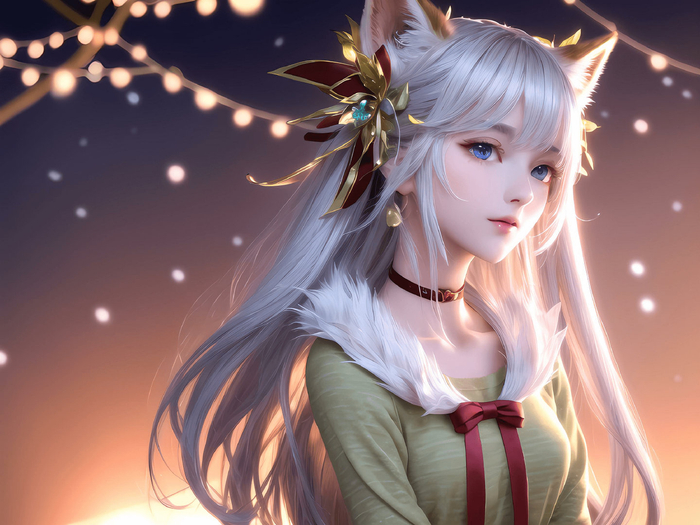 5d国风狐狸少女电脑ai绘画图集动漫卡通二次元手机高清壁纸cg|二次元