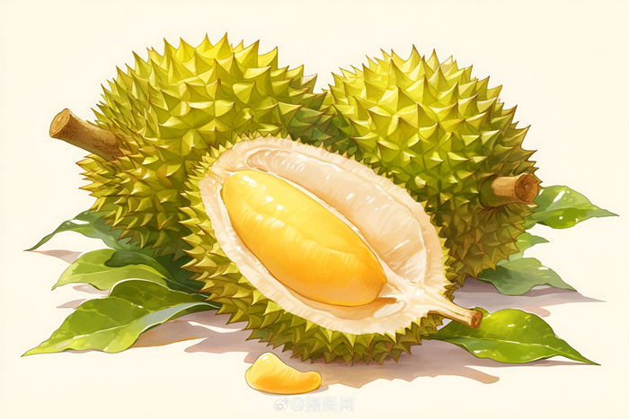 插画分享 | 金黄色榴莲插画背景图 现在正是吃榴莲的季节