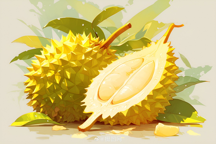 插画分享 | 金黄色榴莲插画背景图 现在正是吃榴莲的季节