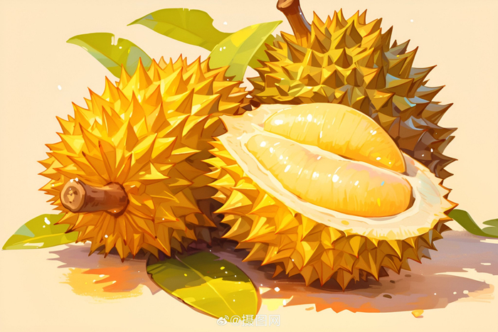 插画分享 | 金黄色榴莲插画背景图 现在正是吃榴莲的季节