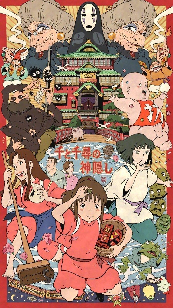 设计师 ひとみん 为吉卜力动画电影绘制的插画海报欣赏