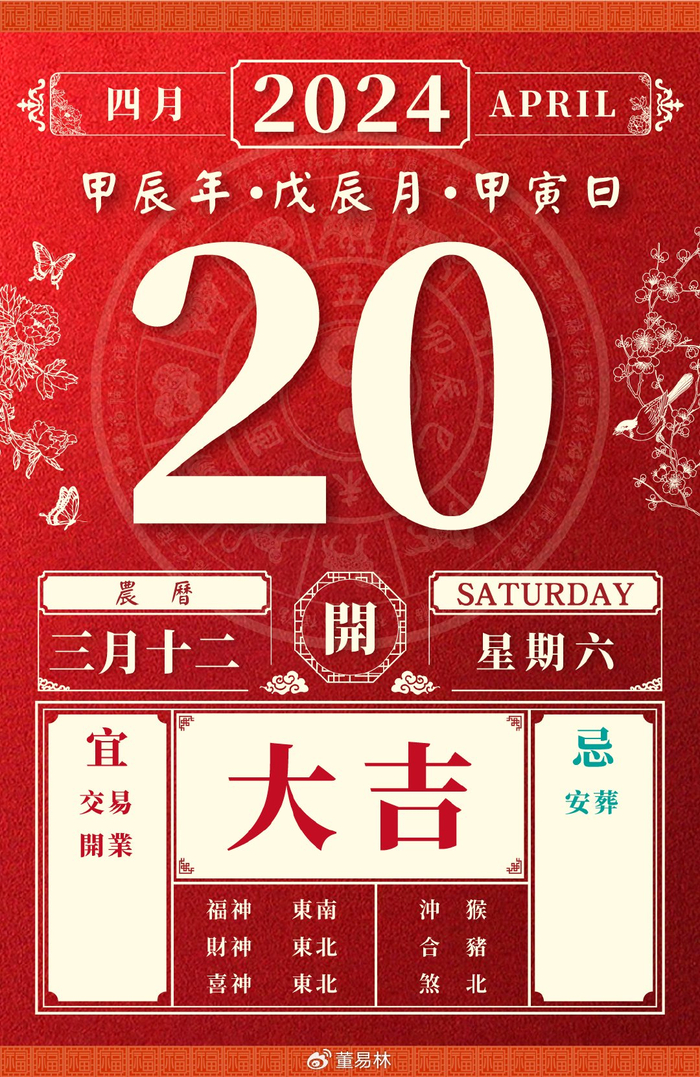 每日运势 | 2024年4月20日 三月十二·开