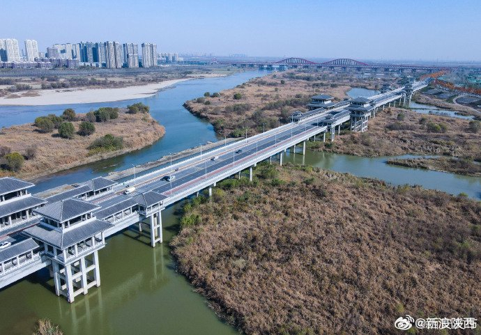西安河堤路冬日美景让人沉醉