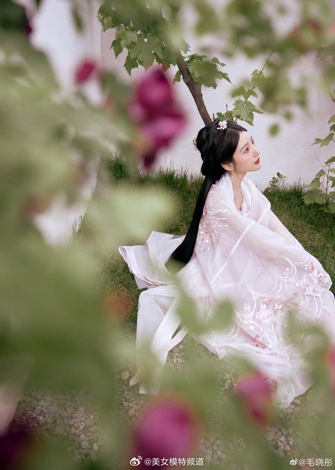 毛晓彤晒汉服造型美照 化身古风美人令人心动