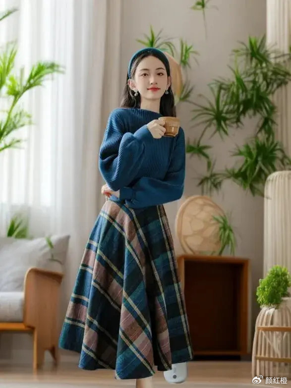 冬季3种裙子新穿法"火"了,与大衣针织衫搭配,保暖舒适又显贵|裙装