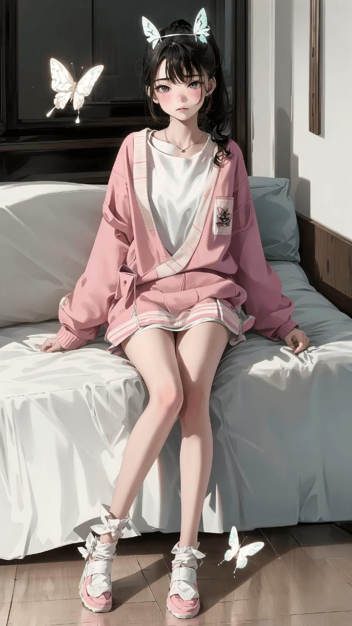 jk少女风电脑ai绘画图集动漫卡通二次元穿搭图手机高清壁纸cg插画