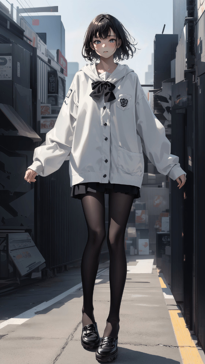 jk少女风电脑ai绘画图集动漫卡通二次元穿搭图手机高清壁纸cg插画|二