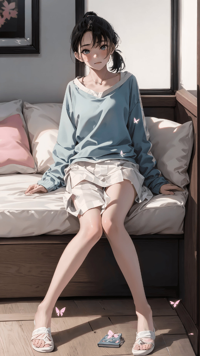 jk少女风电脑ai绘画图集动漫卡通二次元穿搭图手机高清壁纸cg插画