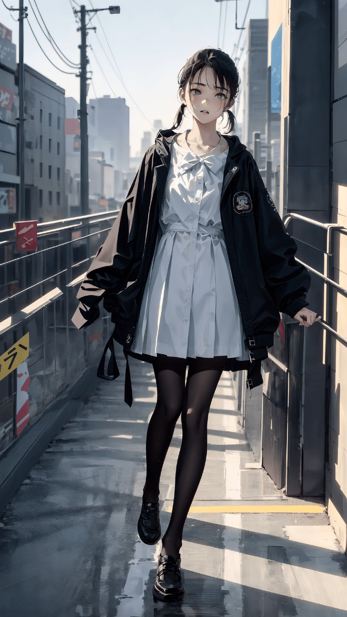 jk少女风电脑ai绘画图集动漫卡通二次元穿搭图手机高清壁纸cg插画|二