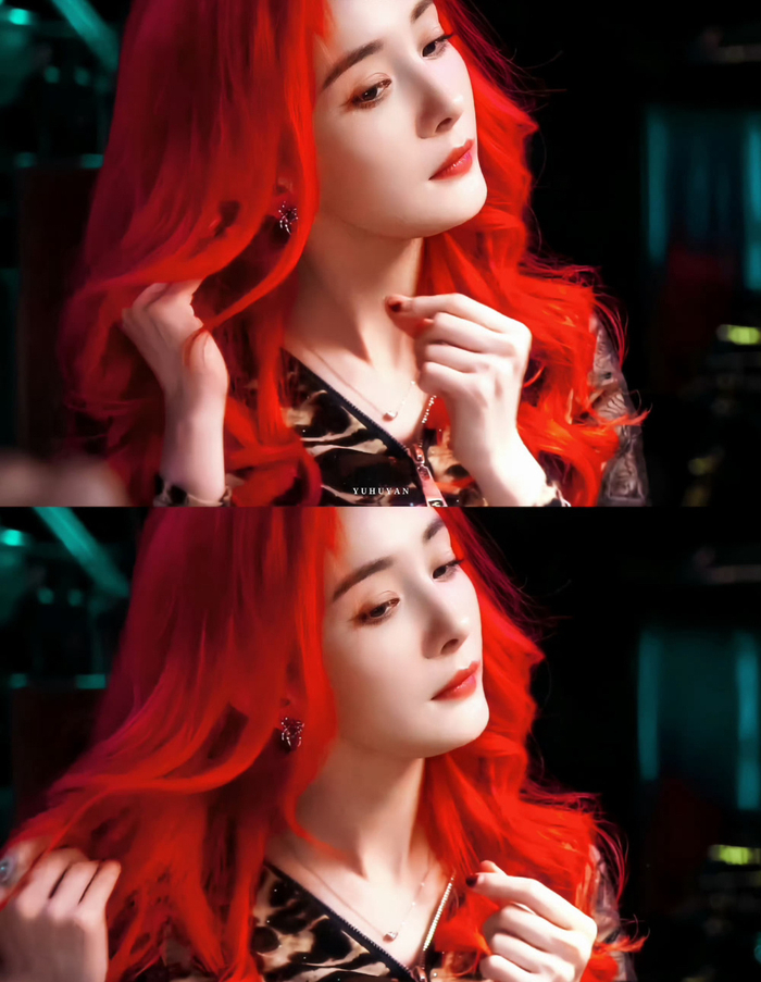 杨幂新新电影红发造型真的好亮眼好美啊
