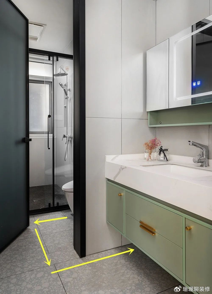 卫生间三式分离学他家:双洗漱台外移,组合立柜成l型多功能干区|洗漱台