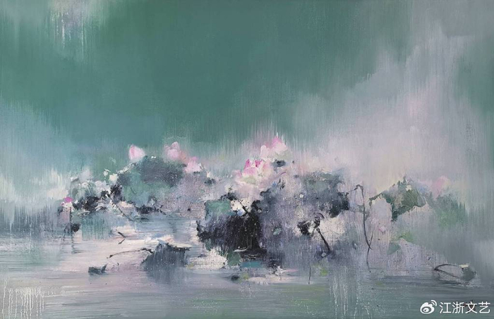 《荷塘畅想》伍盛先生创作作品(二)|荷塘畅想|油画|邀请展_新浪新闻