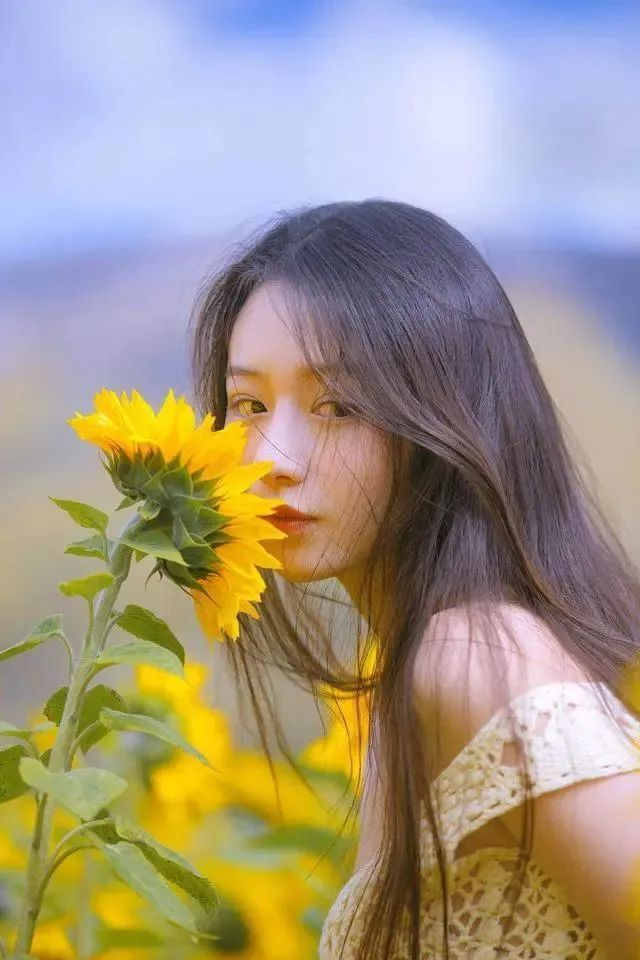 向日葵人像这样拍清新好看不单调随手一拍都很美