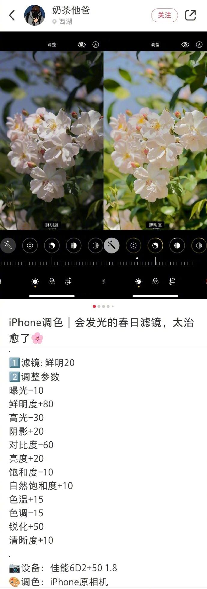 iPhone照片调色参数图片