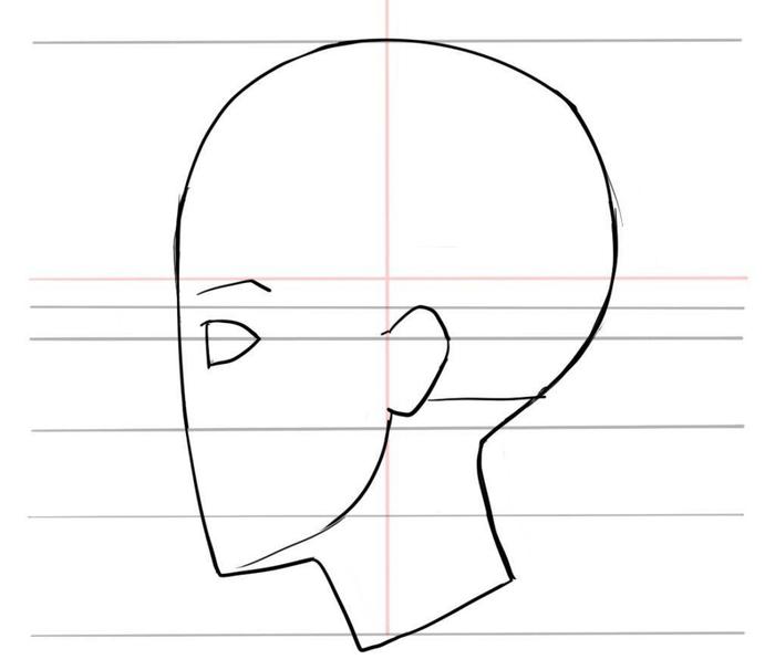 從眉間到下巴打上線,剪掉圓.整理後腦勺的形狀.