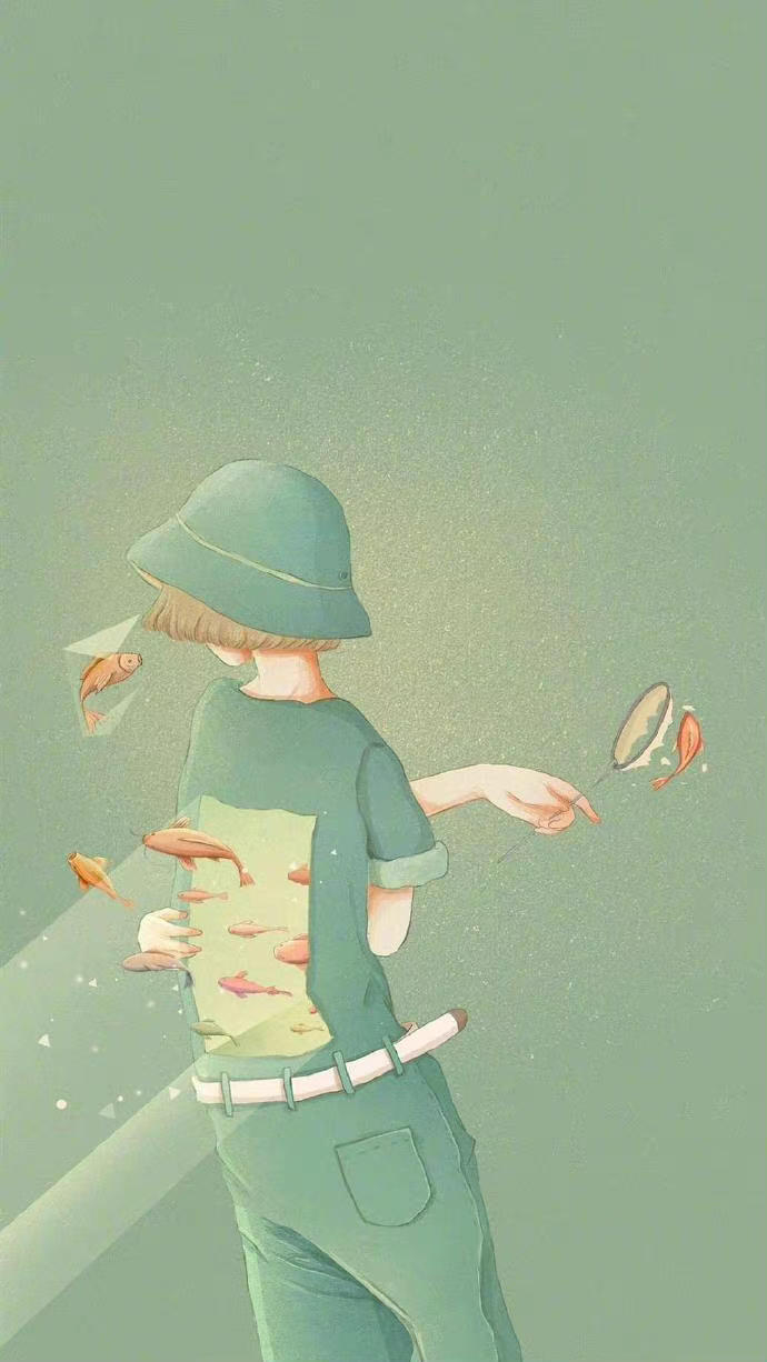 一组清新绿调插画设计 :猫矮-maoi