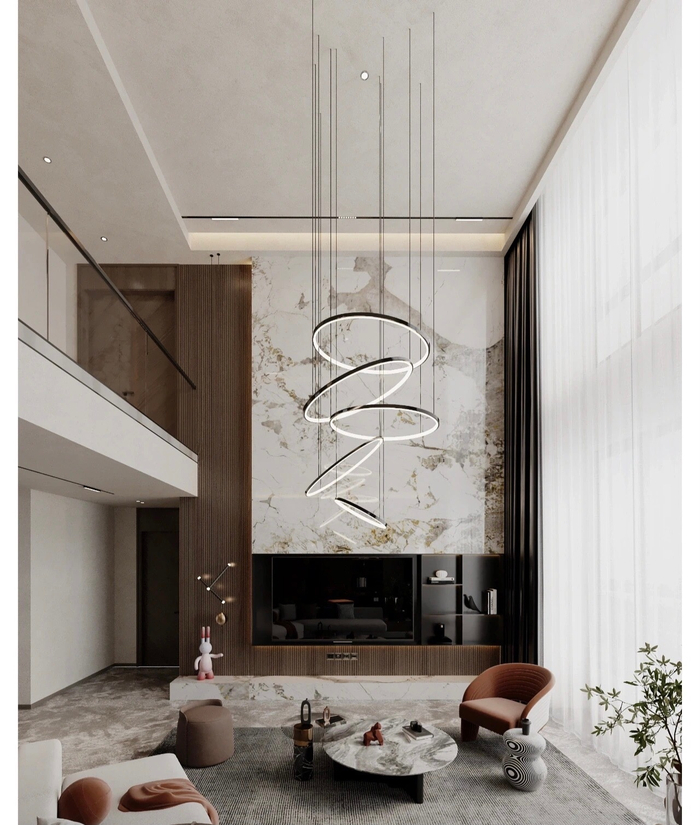 复式别墅挑空客厅电视背景墙合集