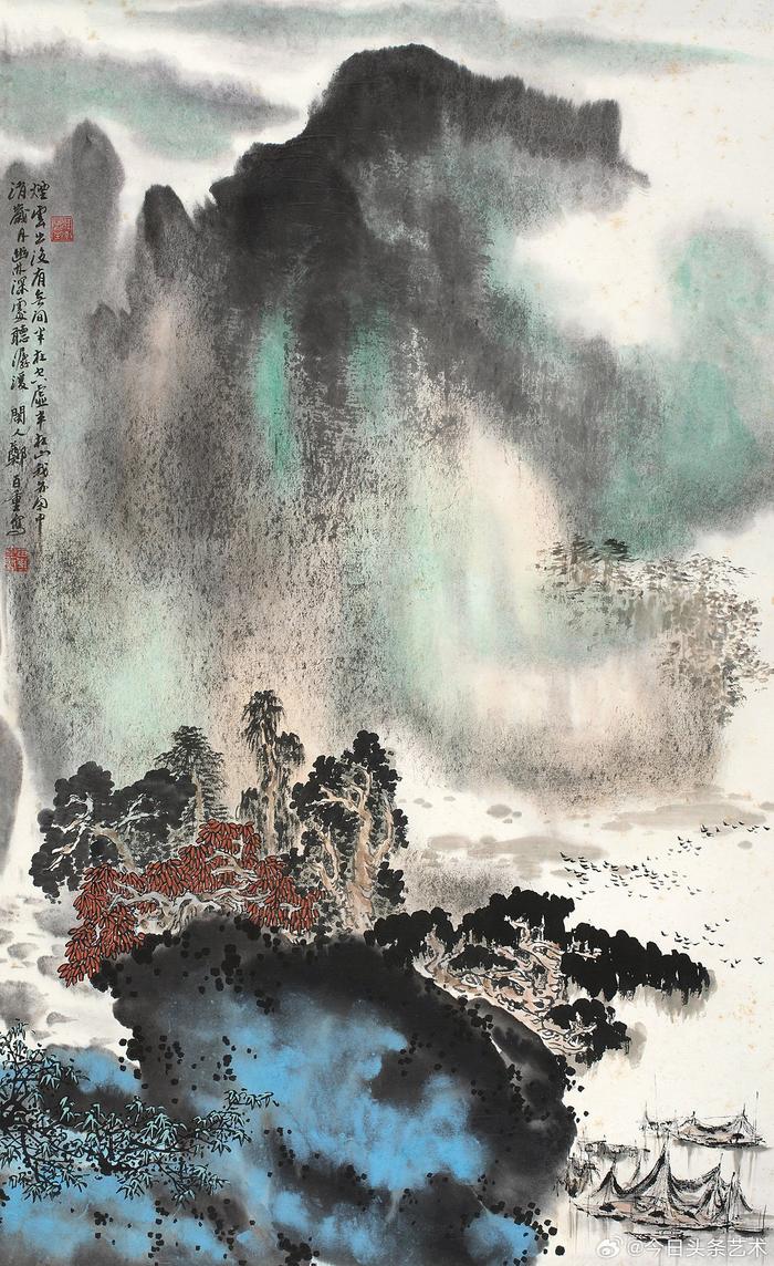 画家郑百重山水画