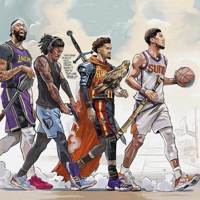 nba球星插画图,这个风格太酷啦!