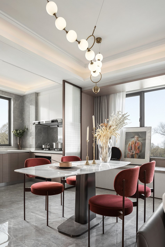 145平摩登现代看似随性,一抹冷艳时尚红色浪漫,超幸福三口之家|时尚