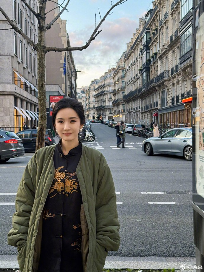 杨幂街头随拍 美丽的东方女孩 新中式穿搭美得大气
