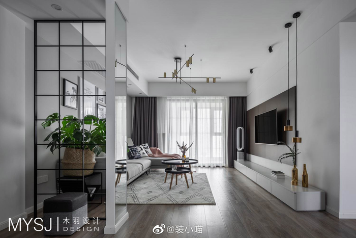超美INS风住宅，黑白灰搭配金色的点缀，简洁不失大气。 | 木羽设计