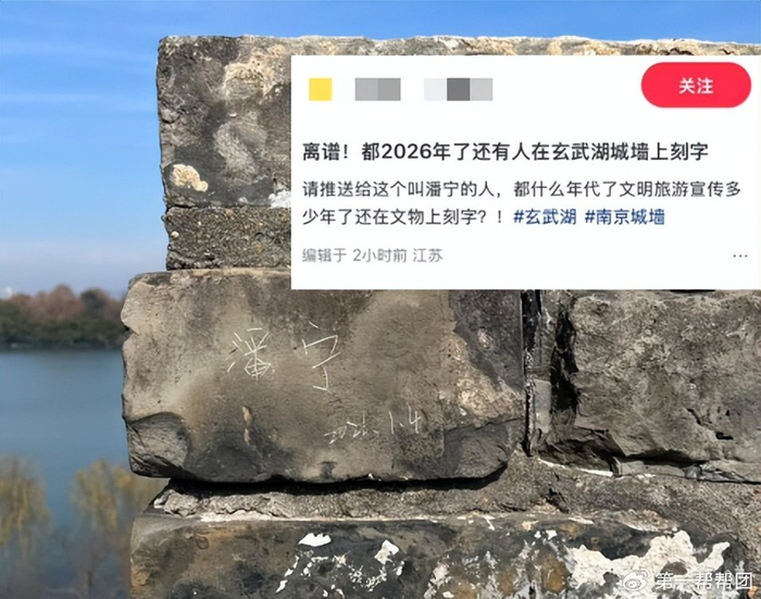 国保单位南京城墙被刻上名字，管理方：严查到底|南京市|文物|刻字|刻痕|遗产_新浪新闻