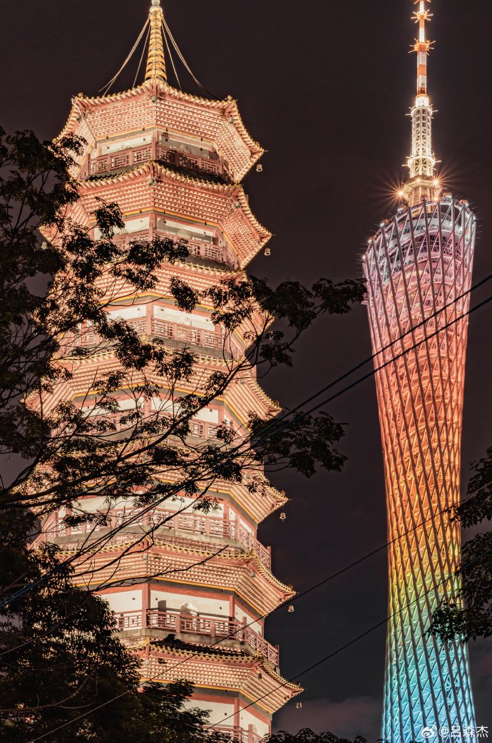 赤岗塔和广州塔的古今同框广州via